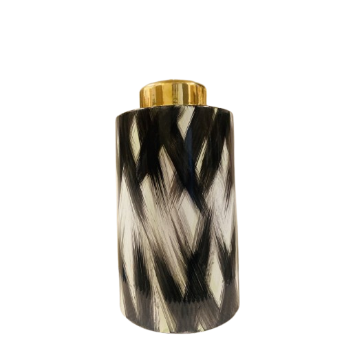 Keramieken pot Zwart wit goud - H 32 cm