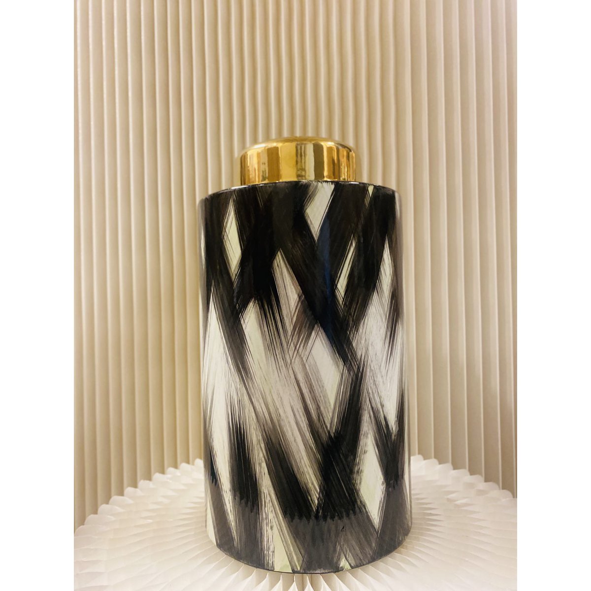 Keramieken pot Zwart wit goud - H 32 cm
