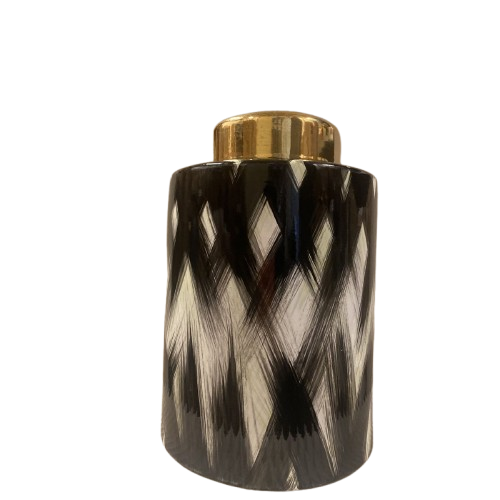 Keramieken pot Zwart wit goud - H 27 cm
