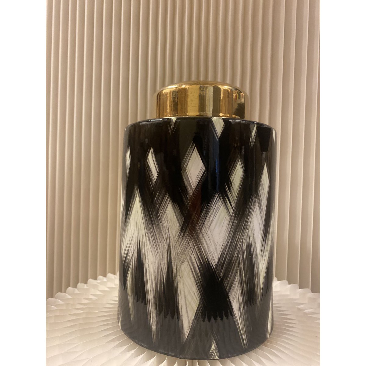 Keramieken pot Zwart wit goud - H 27 cm
