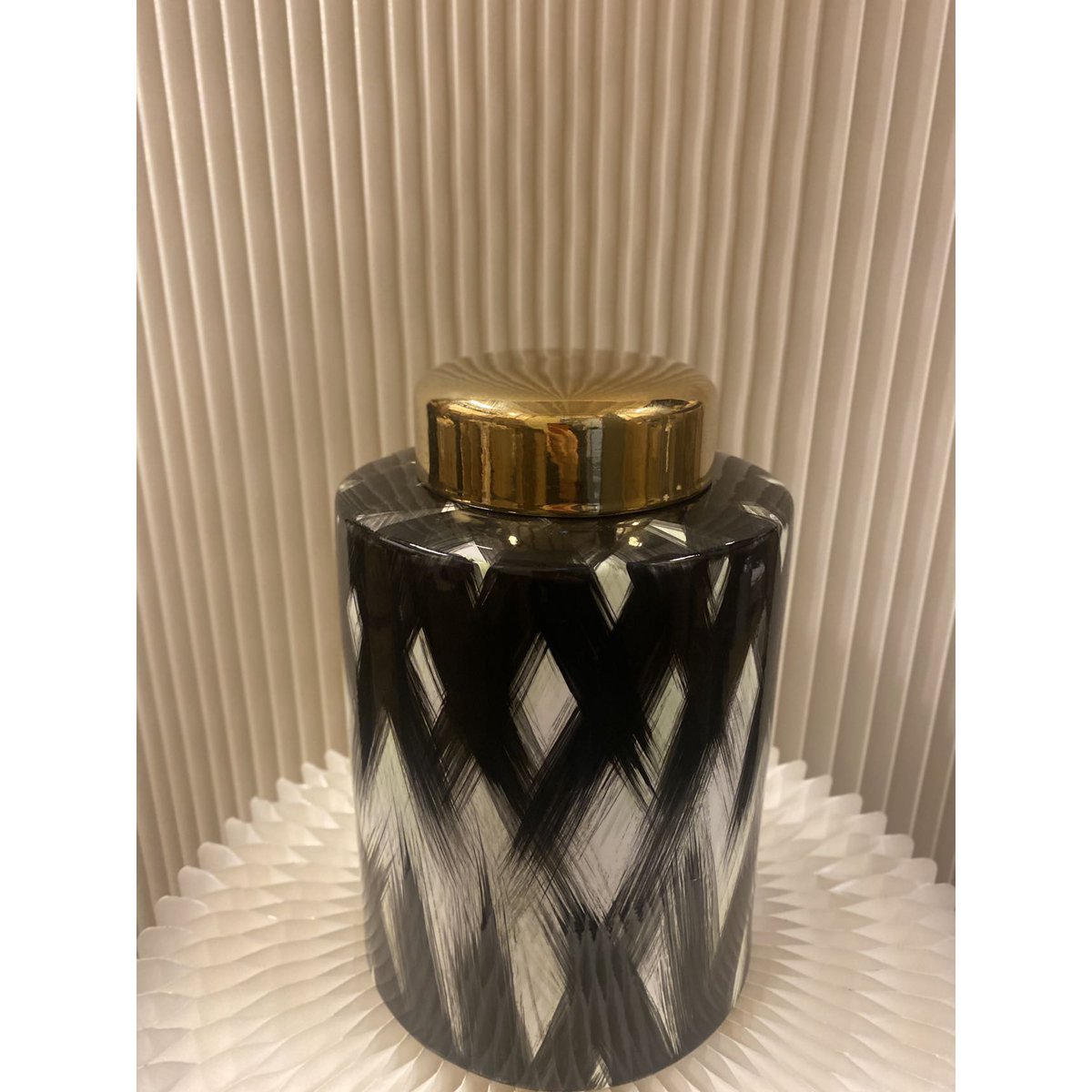 Keramieken pot Zwart wit goud - H 27 cm