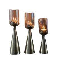 KANDELAAR | GLAS | GOUD -S-Hoog-39CM