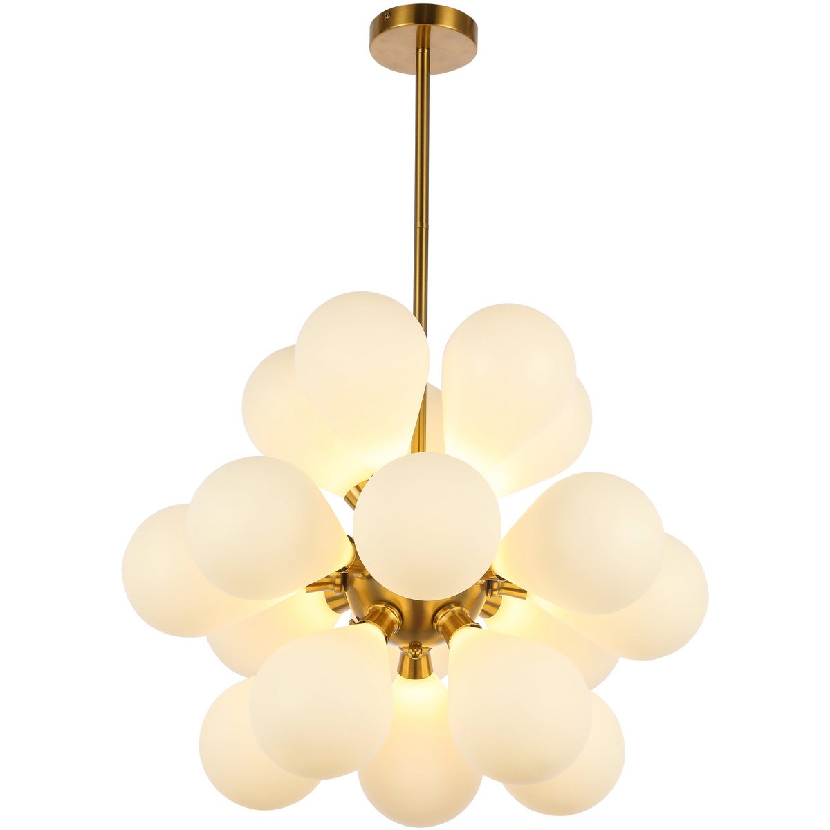 Hanglamp Snow Gold Frosted White Glass.