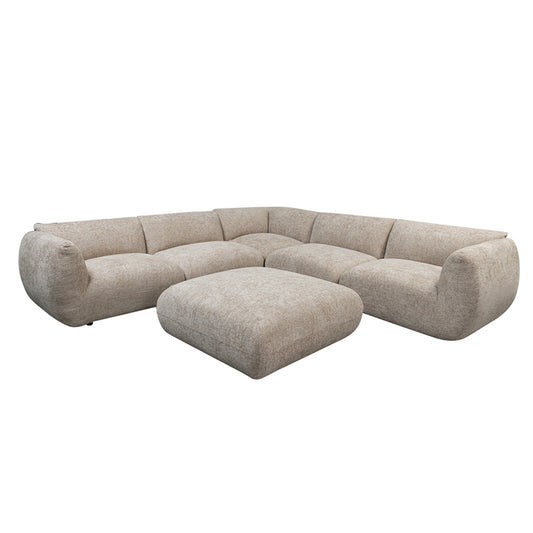Sofa Serenity 6 zitshoekbank + Ottoman - Latte
