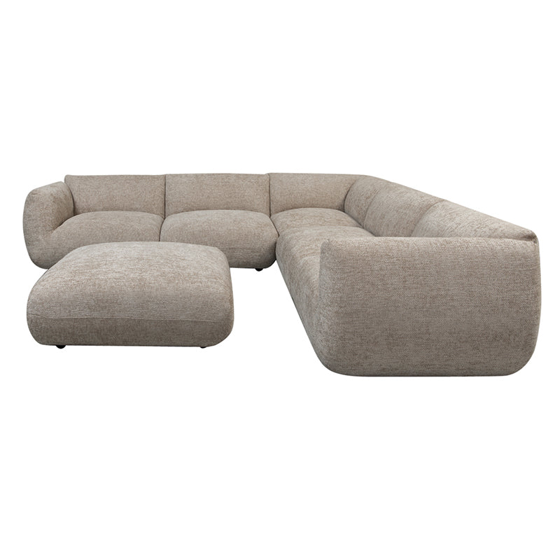 Sofa Serenity 6 zitshoekbank + Ottoman - Latte