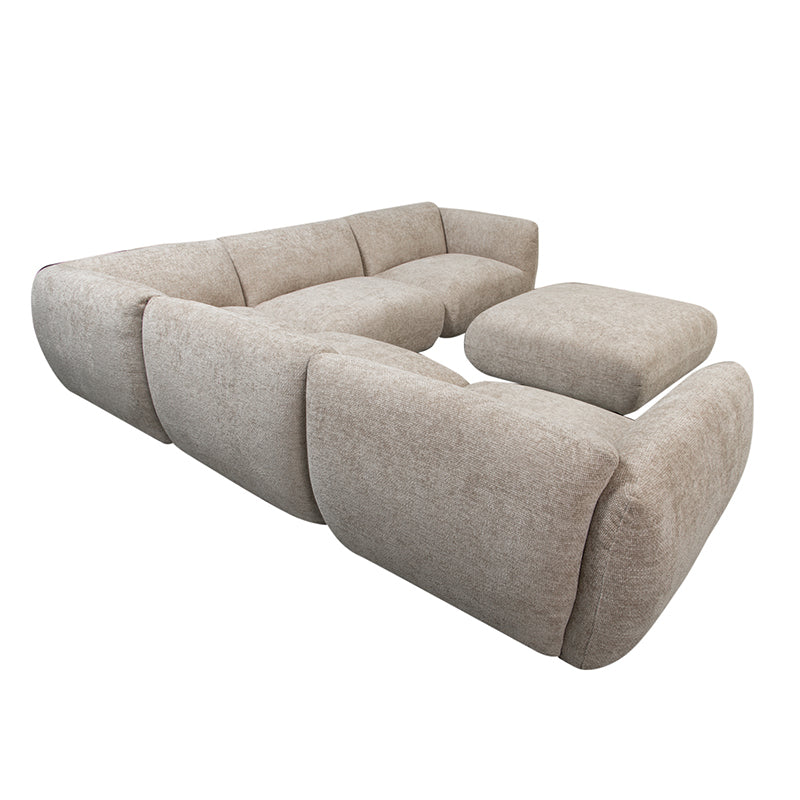 Sofa Serenity 6 zitshoekbank + Ottoman - Latte