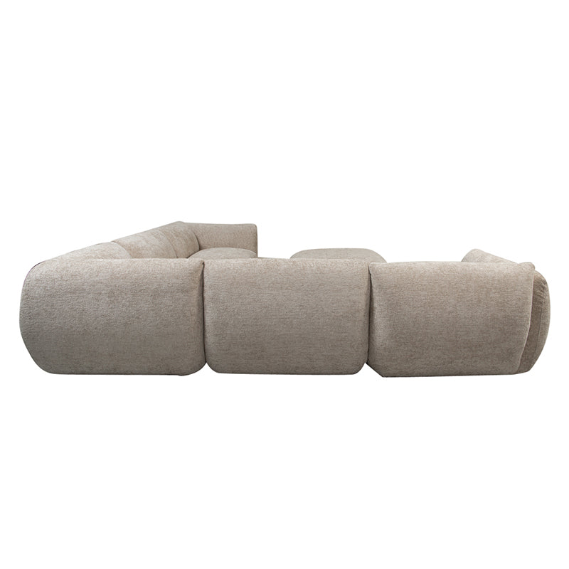 Sofa Serenity 6 zitshoekbank + Ottoman - Latte