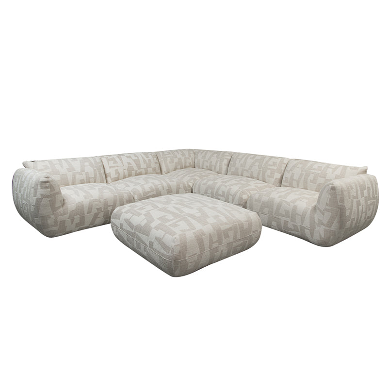 Sofa Serenity 6 zitshoekbank + Ottoman - Sand Maze