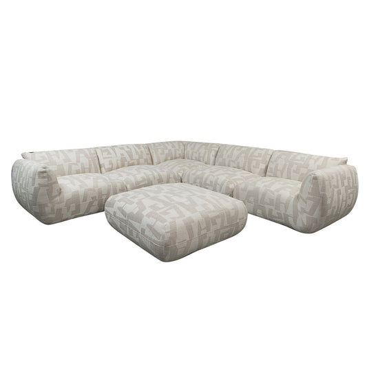 Sofa Serenity 6 zitshoekbank + Ottoman - Sand Maze
