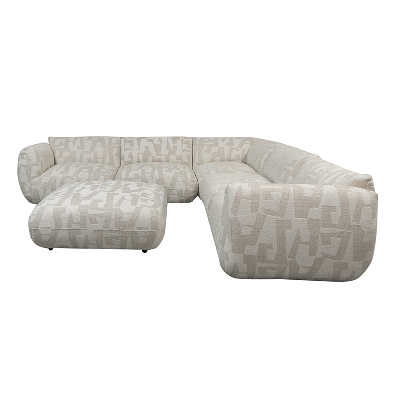 Sofa Serenity 6 zitshoekbank + Ottoman - Sand Maze
