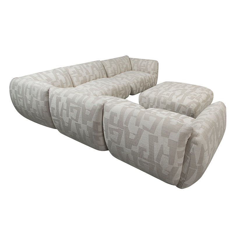 Sofa Serenity 6 zitshoekbank + Ottoman - Sand Maze