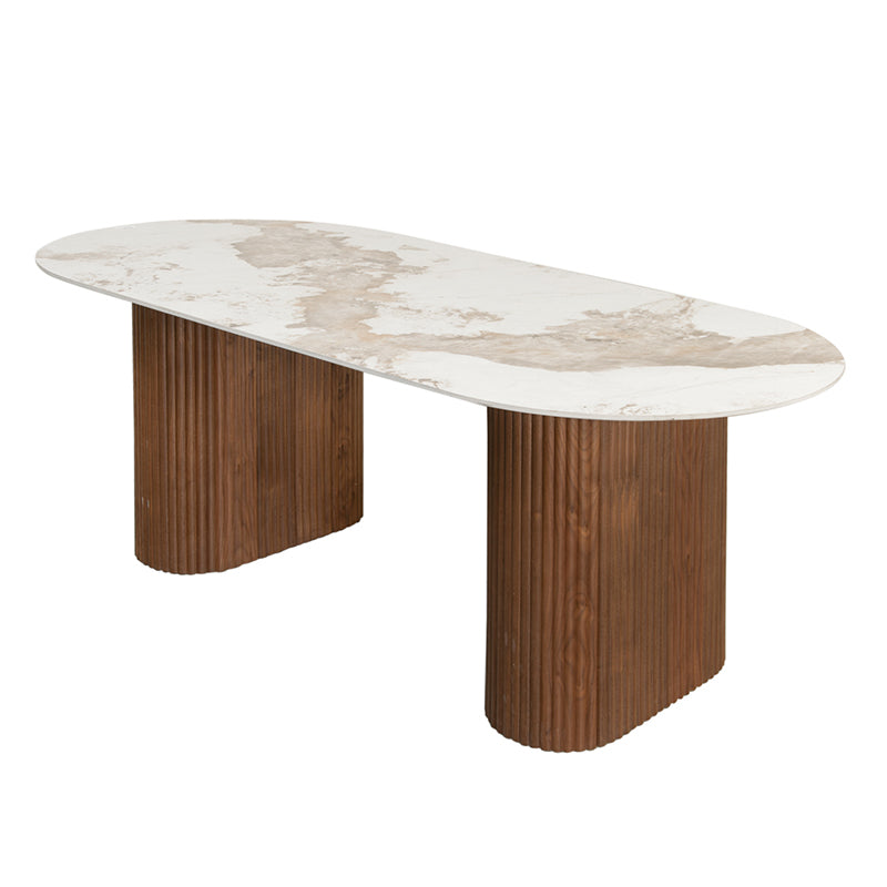 Ovale Eettafel Elevation Dubbele Poot 220 x 110 - Marmer
