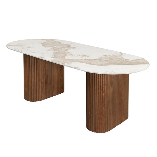 Ovale Eettafel Elevation Dubbele Poot 220 x 110 - Marmer