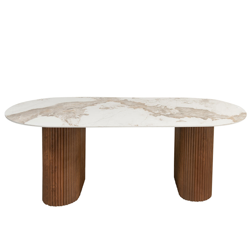 Ovale Eettafel Elevation Dubbele Poot 220 x 110 - Marmer