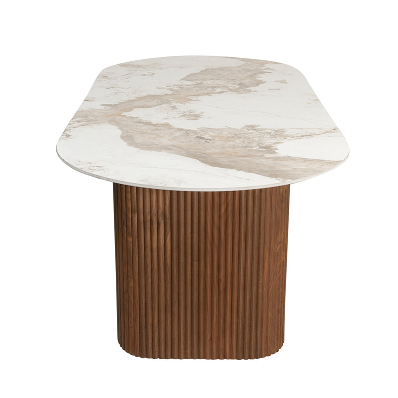 Ovale Eettafel Elevation Dubbele Poot 220 x 110 - Marmer