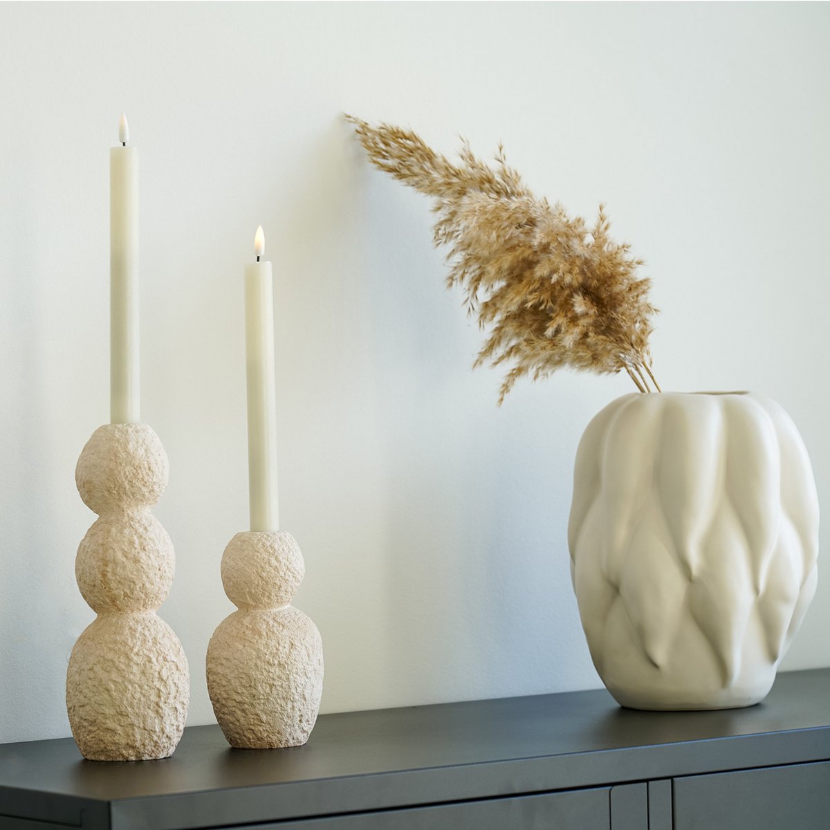 Set van 2 Kaarsenhouders Naturel
